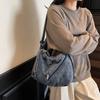 Casual Denim Crossbody Bag For Women With Drawstring Switch And Soft Material For Daily Wear
