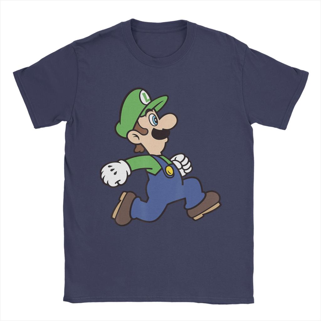 Super Marios Luigi Run Portrait T-Shirts Novelty Cotton Tee Shirt Crewneck Short Sleeve T Shirt Graphic Printed Clothes Unisex