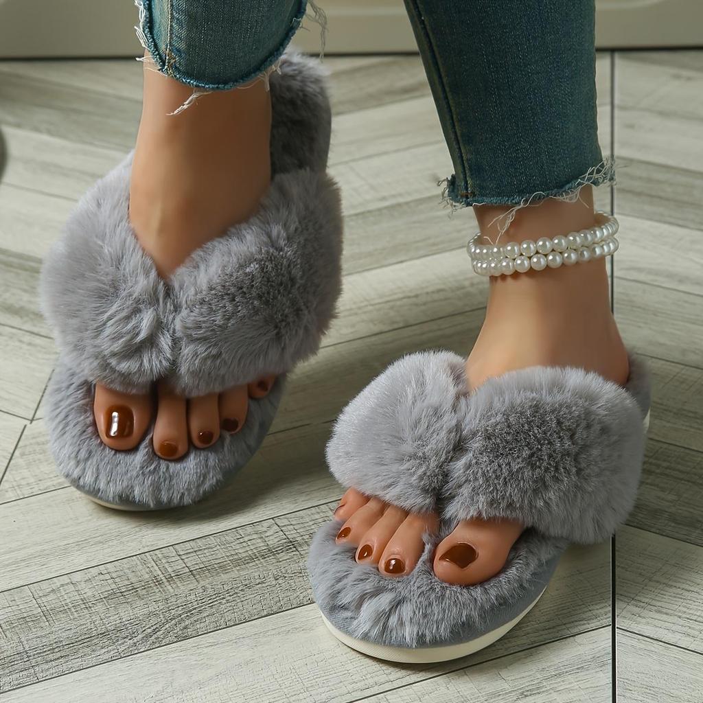 Damen Gemütliche Kunstfell Hausschuhe - Weiche EVA Sohle, Bequeme Indoor/Outdoor Pantoletten mit Plüschfutter, Perfekt für Herbst & Winter