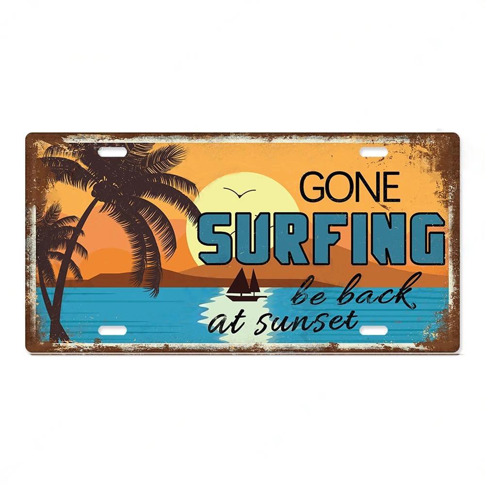 Summer Beach License Posters Wall Decor Plate Meal Sign Plaque Metal Vintage Tin Sign Room Decoration for Bar Pub