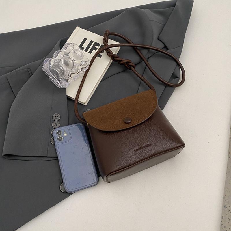 Retro Solid Color PU Leather Small Shoulder Bag Autumn and Winter Women's New Bucket Crossbody Bag CLE