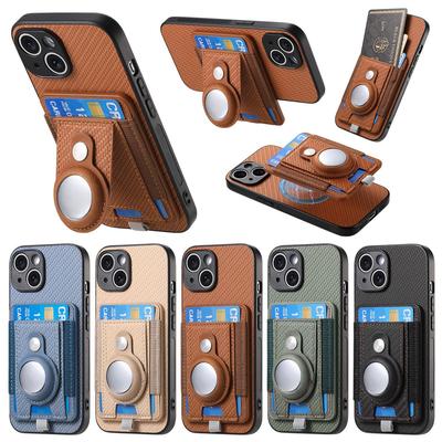 Case For iPhone 16 15 14 Plus 13 Mini 12 11 Pro Max Magsafe Phone Case With AirTag Safeguard Card Holder Wallet Magnetic Adsorpt