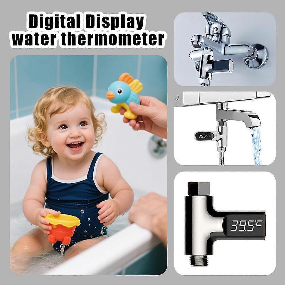 Water Temperature Sensing Meter Battery Free with Flow Power Generation Celsius Fahrenheit Display 3 Color Light Timing for Zhinuan