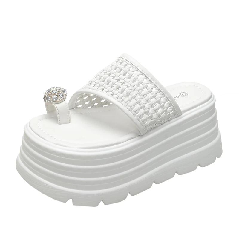 8CM Women Casual Wedge Beach Slippers New Summer Non Slip Platform Sandals Woman Open Toe Comfortable Female Clip Toe Flip Flops