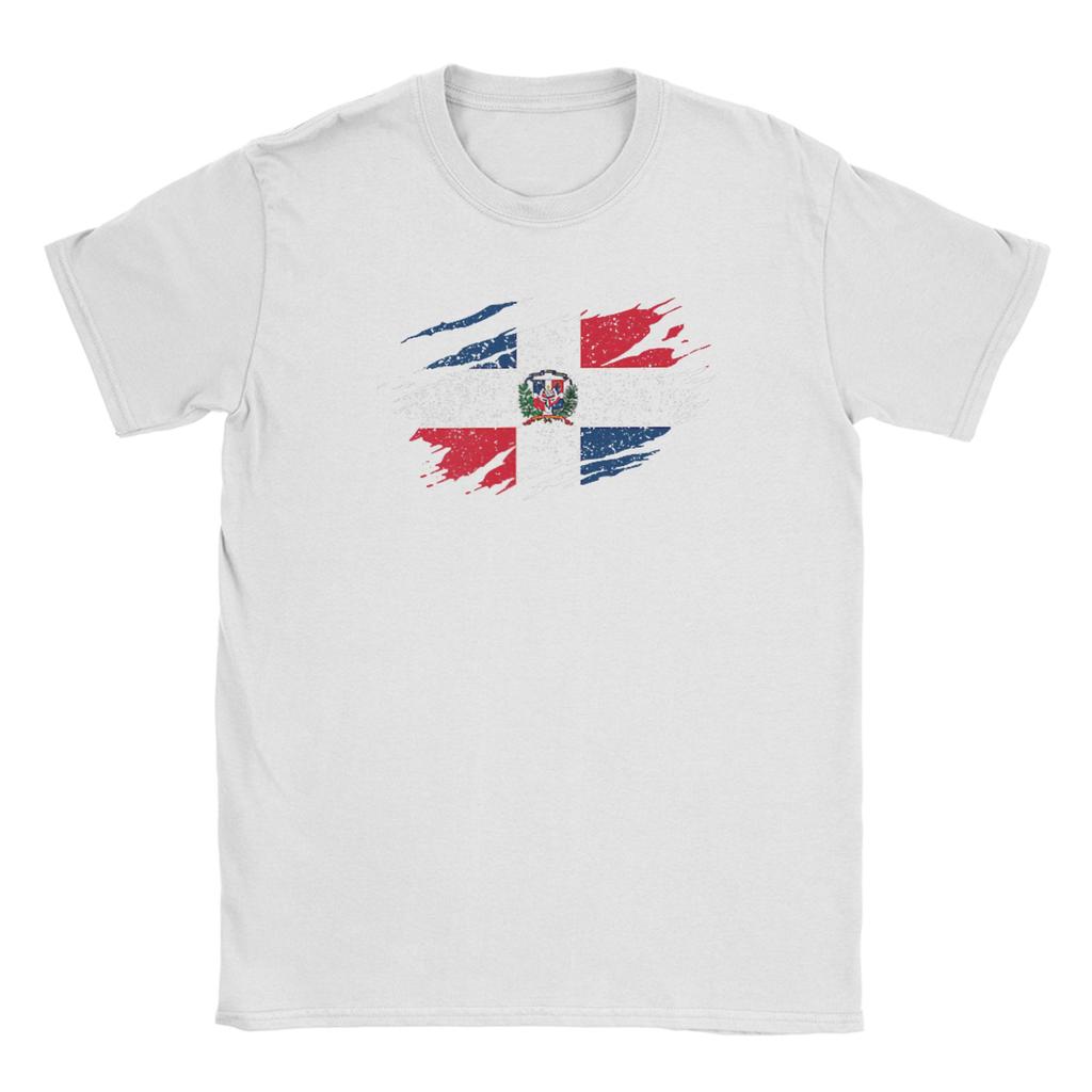 Dominikanische Republik Flagge 100% Baumwolle T-Shirt Für Unisex Sommer Y2K Lustige T-Shirts Rundhals Mode T-Shirts Übergroße Kleidung