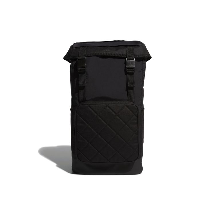 Adidas Flap Backpack Quilt Solid Color Polyester Unisex Backpack Black FI7635 Black