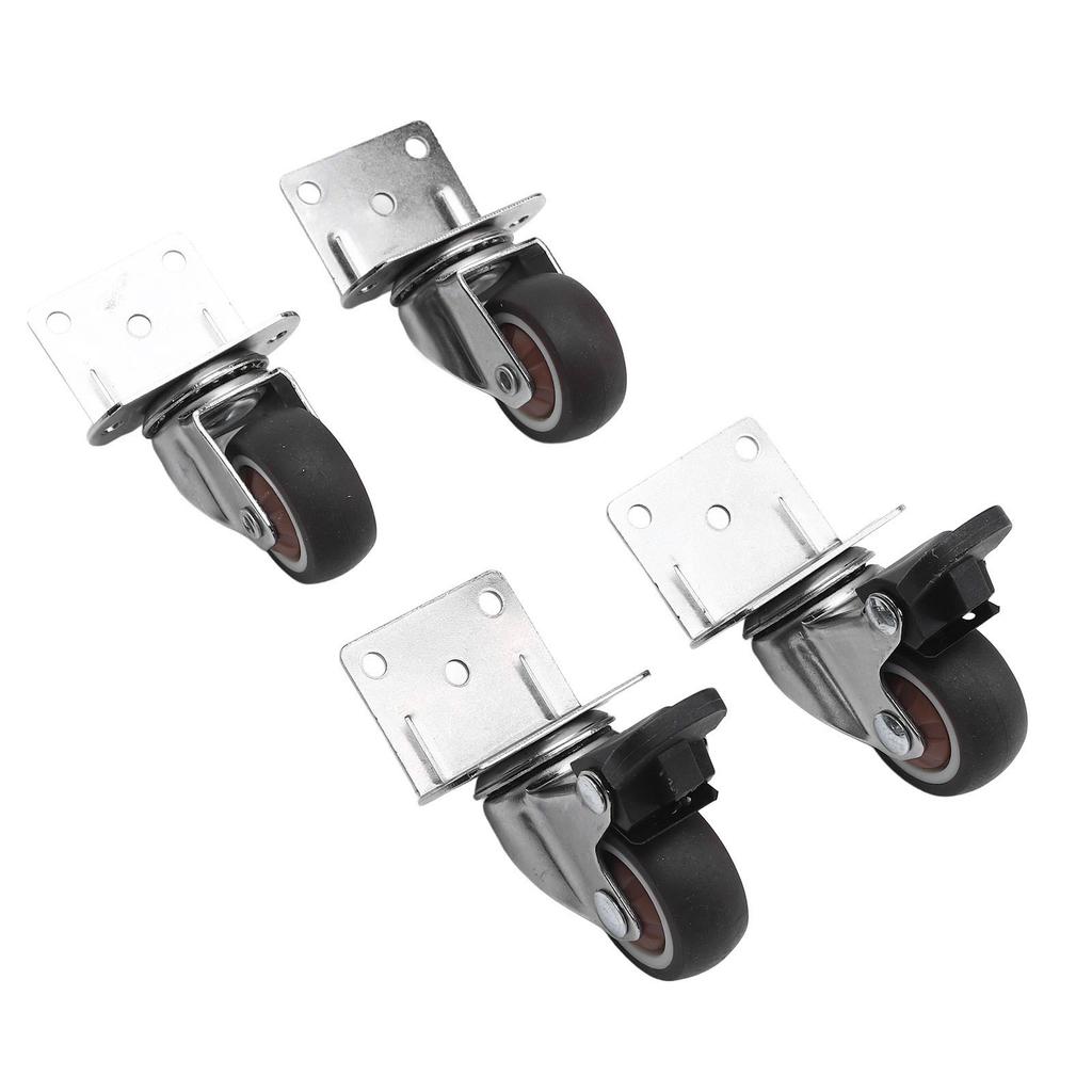 Seitenmontage Rollen Set 4 Stück Schwerlast 1,5 Zoll L-Form TPR Plattenräder 2 Stück mit Bremse 2 Stück ohne