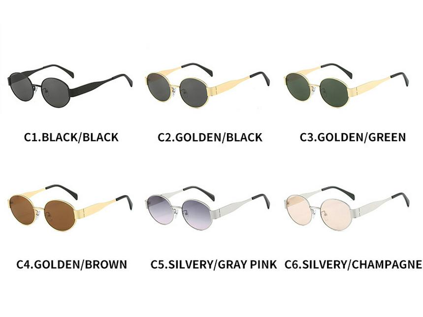 2024 Oval Metal Sunglasses: Trendy Small Round Lens for Men & Women