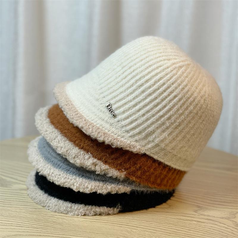 New Autumn and Winter Women's Knitted Woolen Hat Solid Color Simple and Stylish Korean Style Warm Outdoor Travel Equestrian Hat