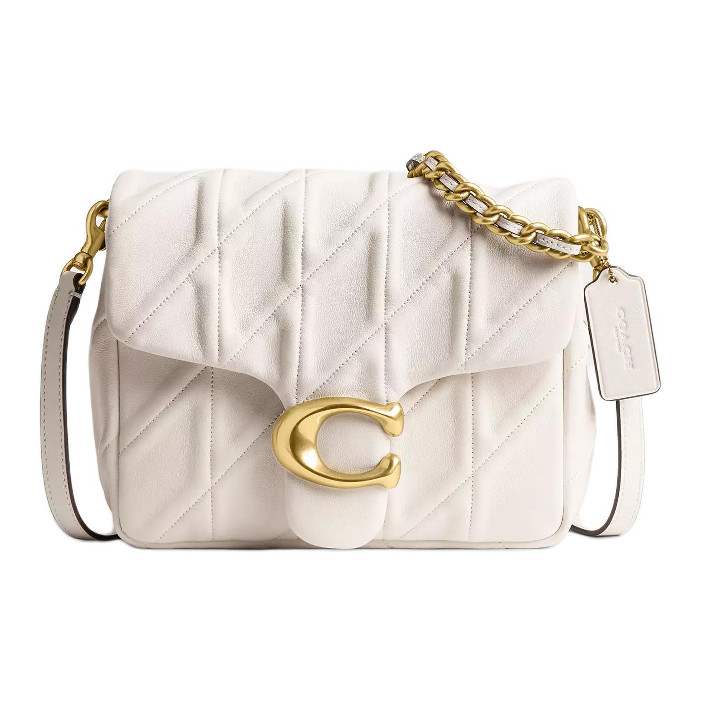 Coach Women's White Times Square Tabby 20 Metal Logo Leather Shoulder Crossbody Bag Small Bags Chalk- Cw629-B4ha