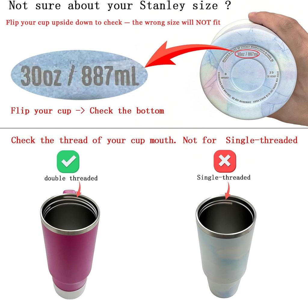 30oz Flip Straw Lid for Stanley 2.0 Tumbler Leak Proof Lid Replacement No Spill Cover for Stanley Cup Accessories