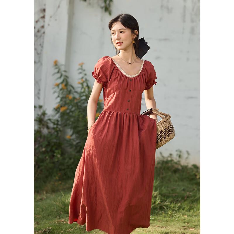 Mixiu 2025 Summer Puff Sleeve Two-Way Wear Slimming Dress