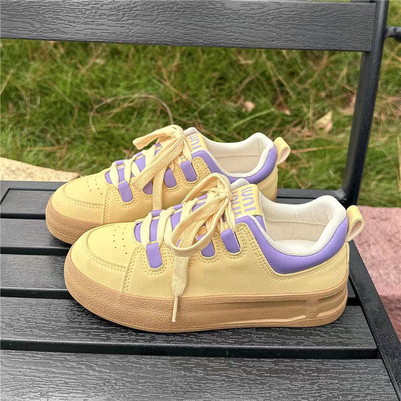 Milk platform women's leather surface autumn new ins niche versatile low-top round head student sports shoes