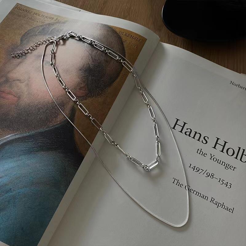 Spice Girls Sweet Cool Cosmic Opal Artificial Pearl Necklace Female Tide Double Layer Stacked Wearing Love Hip Hop Collarbone Chain