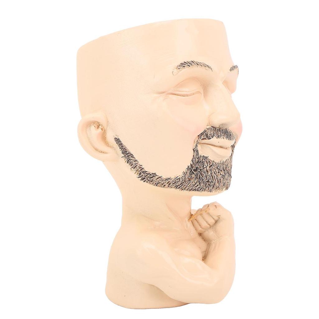 Head Planter Resin Face Planter Weather Resistance Drain Hole Plant Pot for Home Garden Office Light Color