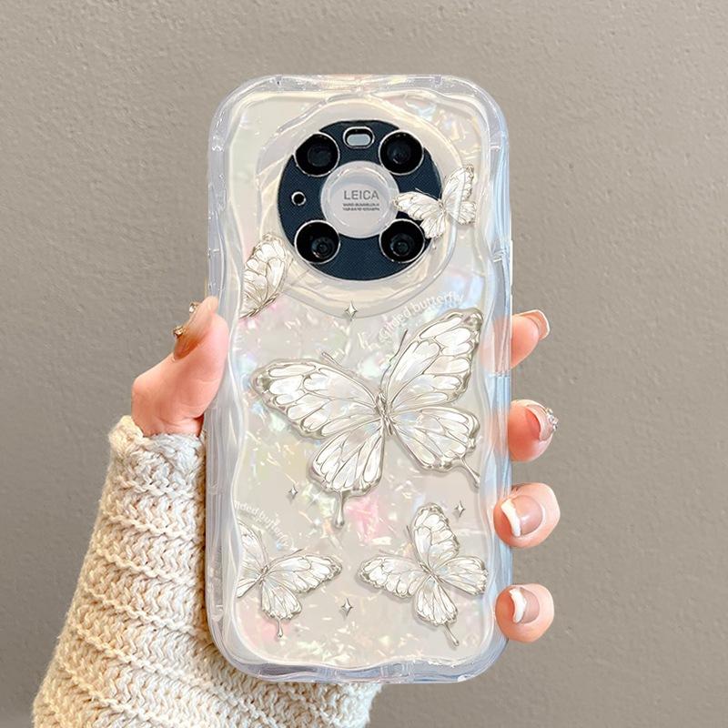 Applicable To VIVO Y300 Curved Edge Mobile Phone Case V40Lite Shell Pattern Butterfly Bracelet Y38 Fine Hole Transparent