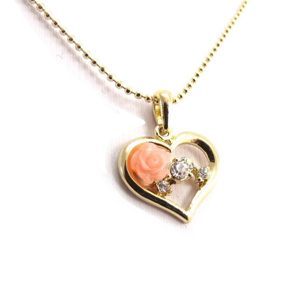 Les Trésors De Lily [J7944] - Designer Necklace 'Love' Peach Gold