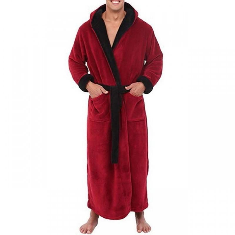 Cozy Long Sleeve Hooded Bathrobe For Autumn And Winter Homewear In Multiple Colors