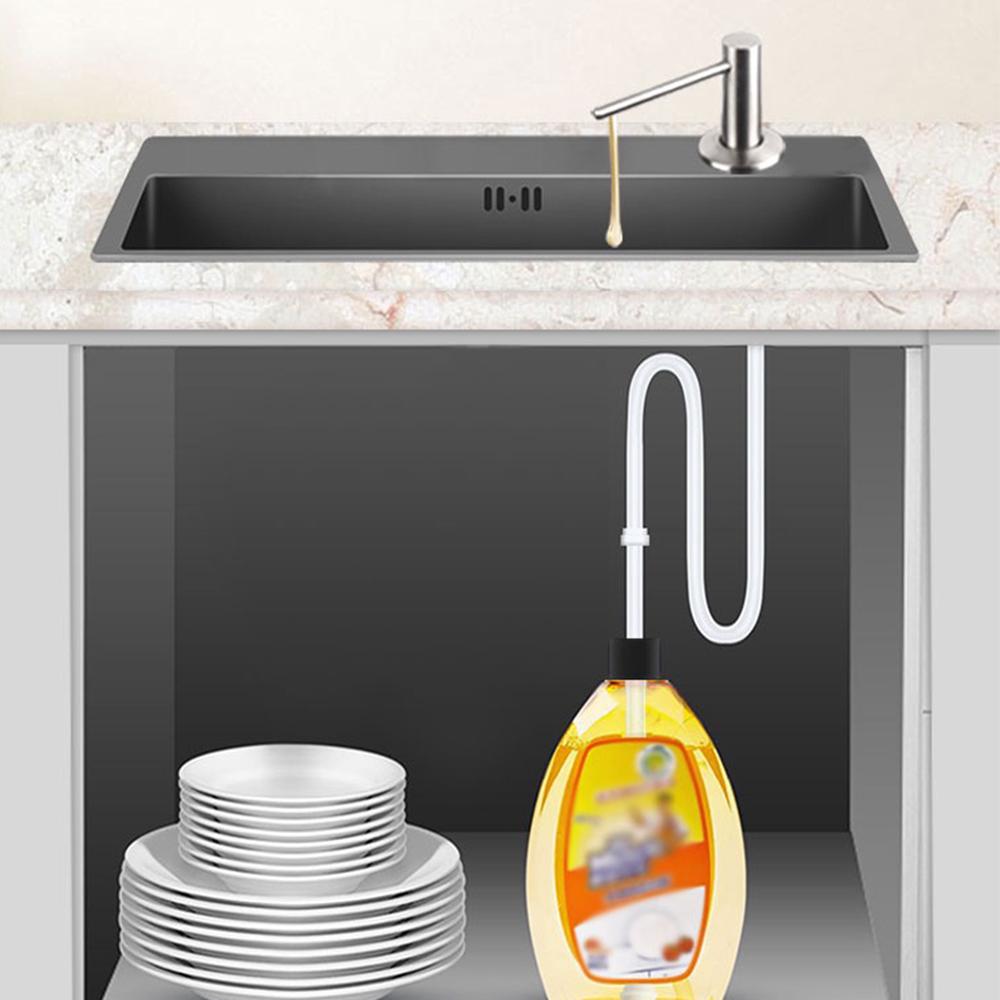 Pojemnik na pianę do mycia naczyń do zlewu kuchennego, z litego mosiądzu, z ruchomą głowicą 360°, uchwyt na płyn do mycia naczyń, silikonowy wężyk, akcesorium