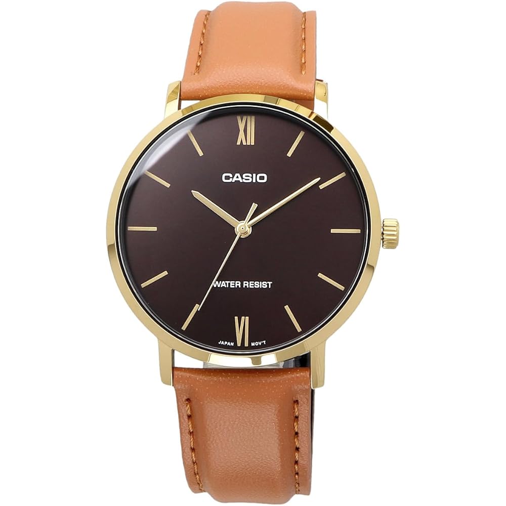 Casio MTP-VT01GL-5B Quartz Men's Watch Gold Tan Leather Band Imported Model