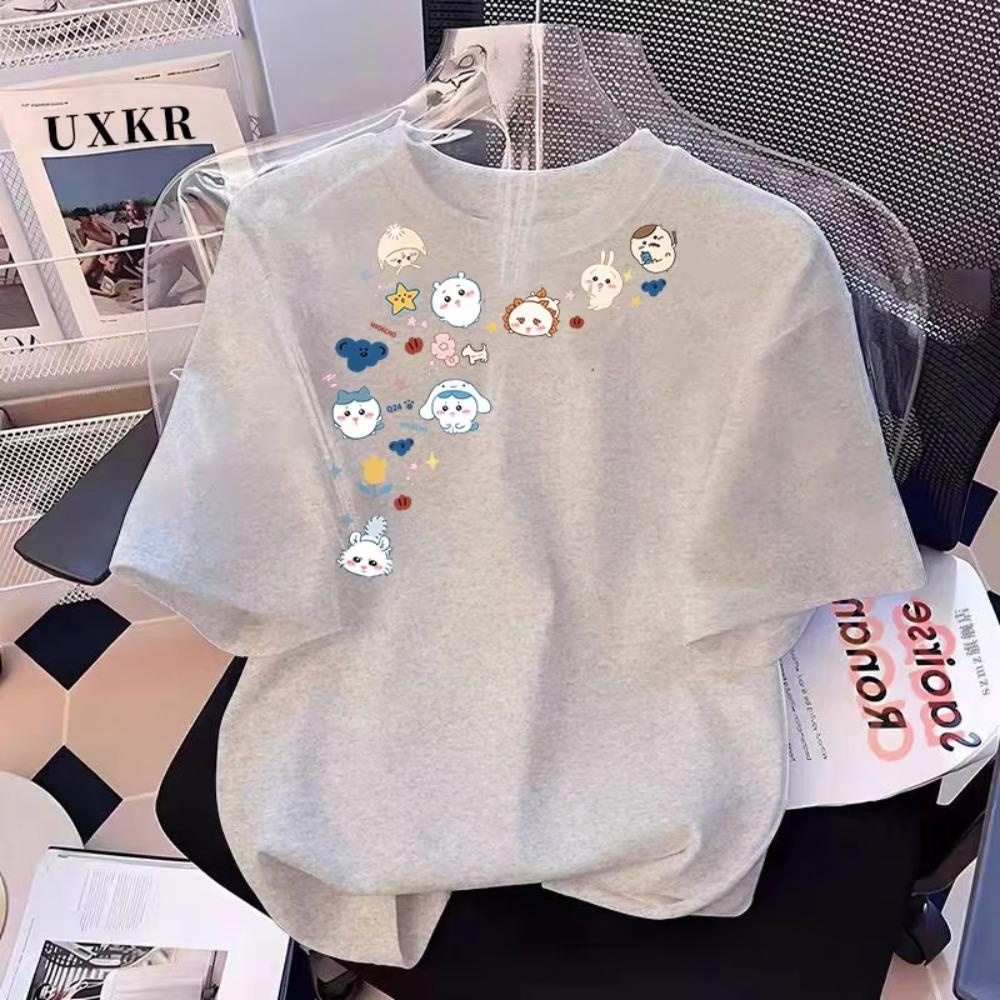 Chikawa Japan Cute Cartoon Womens and Unisexs TShirt ShortSleeve Tshirt Summer ONeck Oversize Clothes Soft Cotton