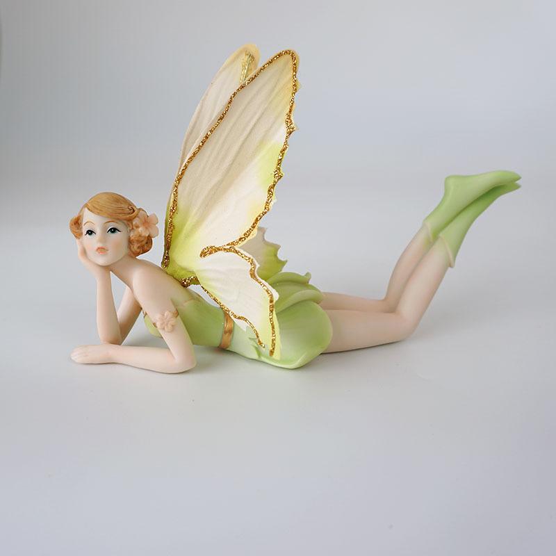 Grüne Blumenfee Mädchen Engel Heimdekoration Kreatives Geschenk Harzornament Figur für Tischplatte Gartendekoration Sammler