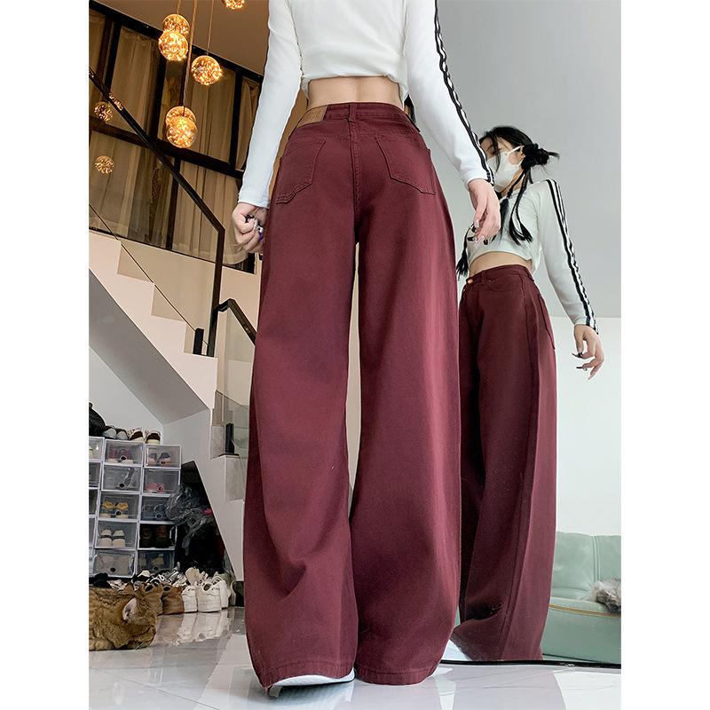 Plus Size Wide Leg High Waist Jeans - Autumn Slimming Floor-Length Trousers