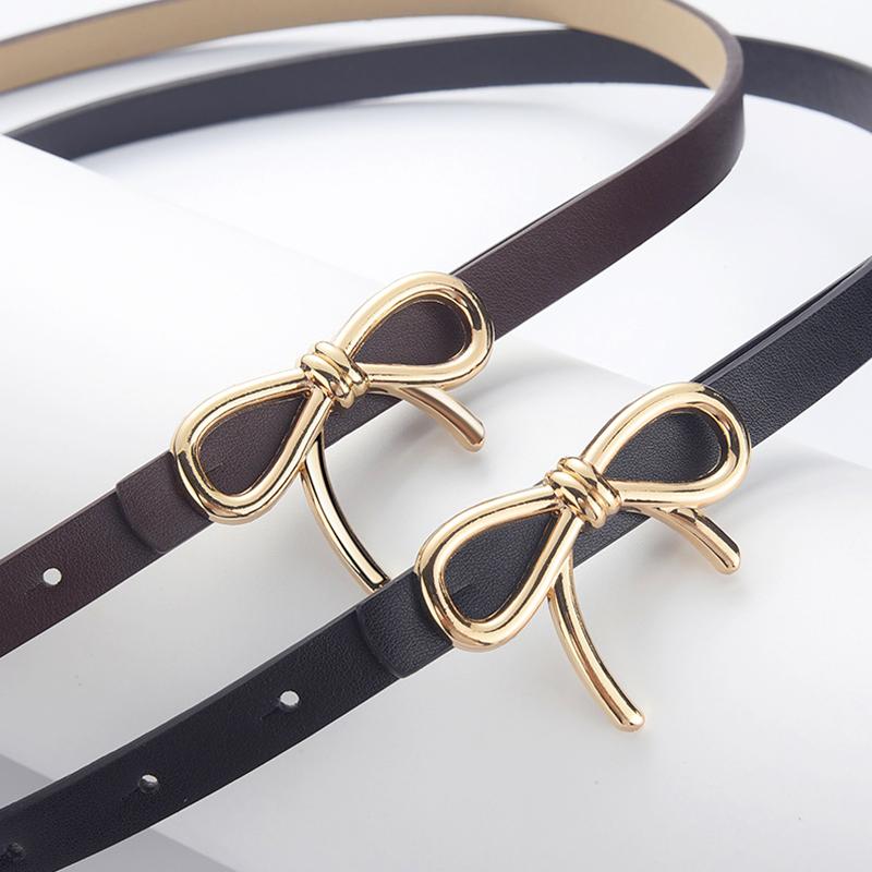 1Pc Women's Solid Color Metal Buckle Skinny Ladies Dress Thin Waistband Waist Belt PU