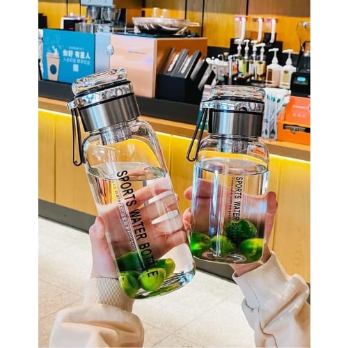 Ladfrol Water Bottle, Glass Bottle, High Boron Silicone Glass, Direct Drinking, Leak-Proof, Portable, Transparent, with Strainer for Coffee and Tea, P