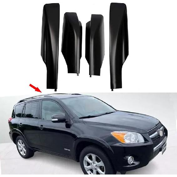Tocatus Roof Cargo Rack Rail End Cover Shell Cap Trim For 2003-2009 Toyota 4Runner 4WD N210, Black, 4Pcs