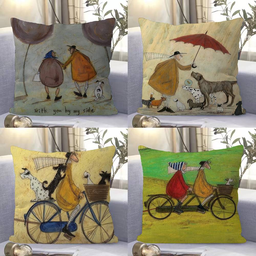 Fine Glasses Unisex Sam Toft Art Abstract Landscape Cushion Cover Decorative Pillow Sofa Home Decor Case Pillow Cases