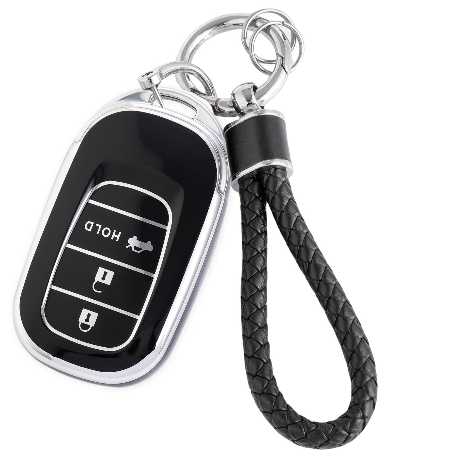 

HOYZE Key Case, Key Cover, Cute, Car, Smart Key Case, Braided Leather, Key Chain, Key Case серебряный