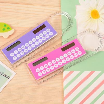 1pc 10cm Ruler Mini Calculator Ultrathin Solar Energy Multifunction Calculator for Children School