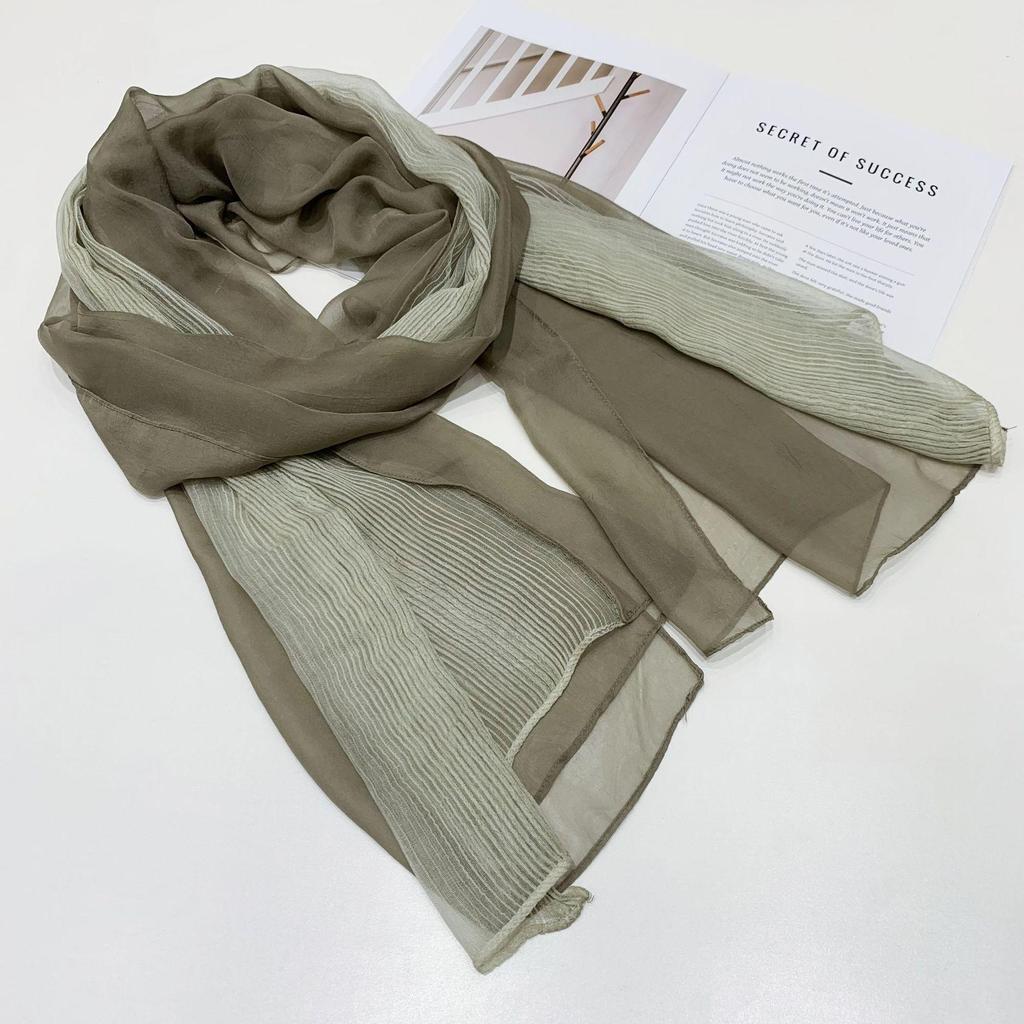 Atmungsaktiver Seidenschal im koreanischen Stil - Gestreifte Patchwork & Ethnische Gaze-Schal für Frühling & Herbst