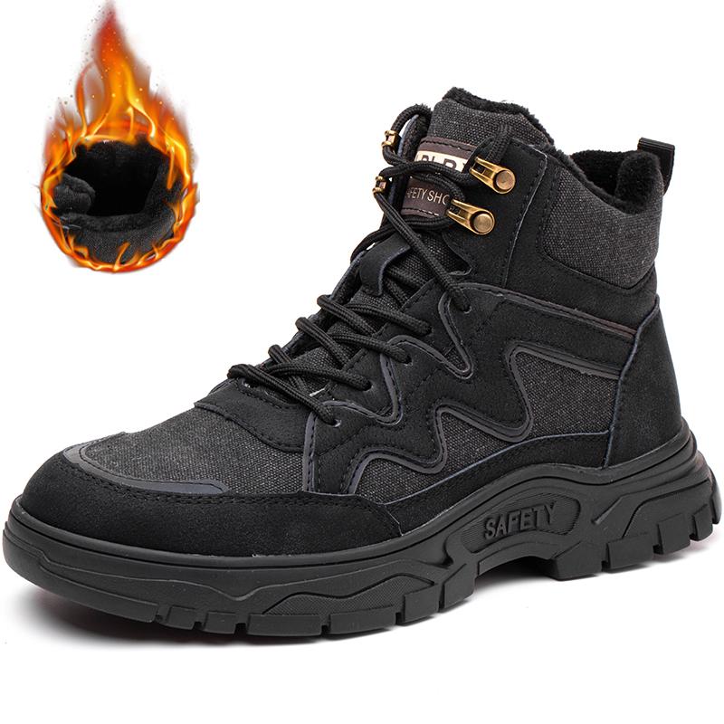 Cow Suede Work Safety Boots Men Steel Toe Shoes Puncture-Proof Indestructible Boots Safety Shoes Men Work Shoes Sneakers Male
