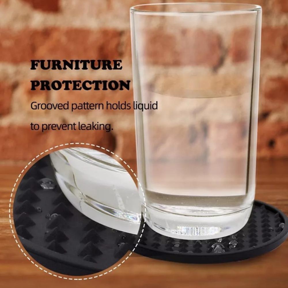 6 Pcs Black Grey Drink Coaster 3.9x3.9 In Non Slip Coaster Heat Resistant Coaster  Stone Table