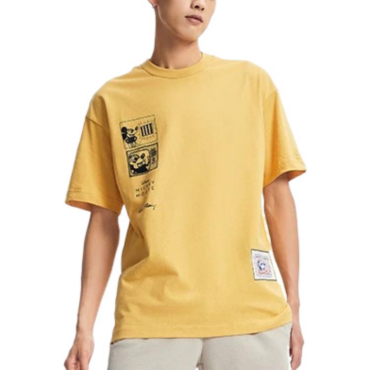 Li-Ning X Disney Co-Branded Mickey X Keith Haring Collection Print Loose-Fit Sports Short Sleeve T-Shirt Men Tops Light-Ochre-Yellow AHSR501-3