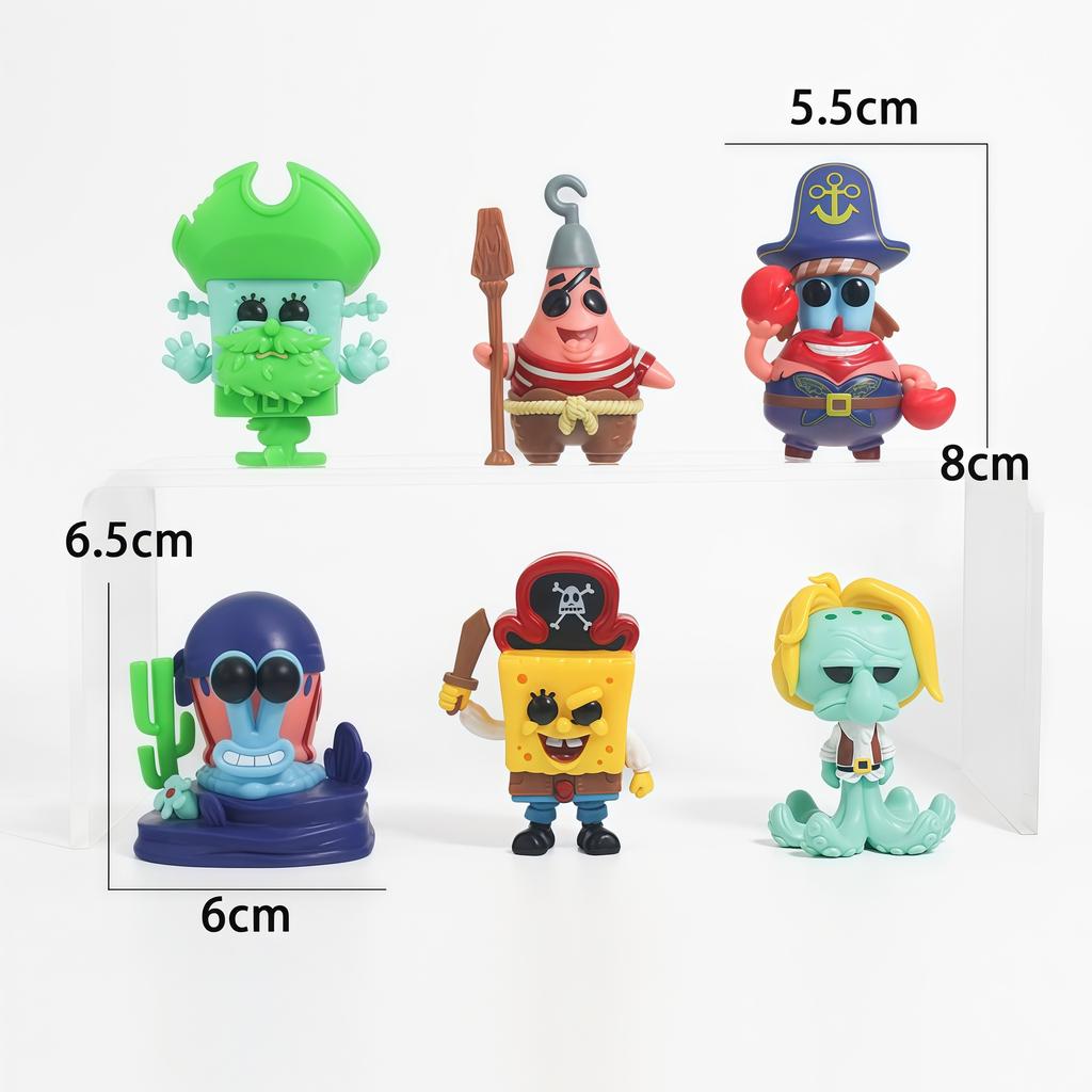 6 Stück/Set Spongebob Schwammkopf Anime Figuren Spielzeug Suche nach Schwammkopf Peripherie Sammlerstück Modellpuppe Fans Geschenk