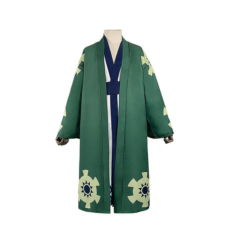 One Piece Zoro Cosplay Costume Wano Country Zoro Taro Yukata Japanese Kimono Set Cosplay Outfit