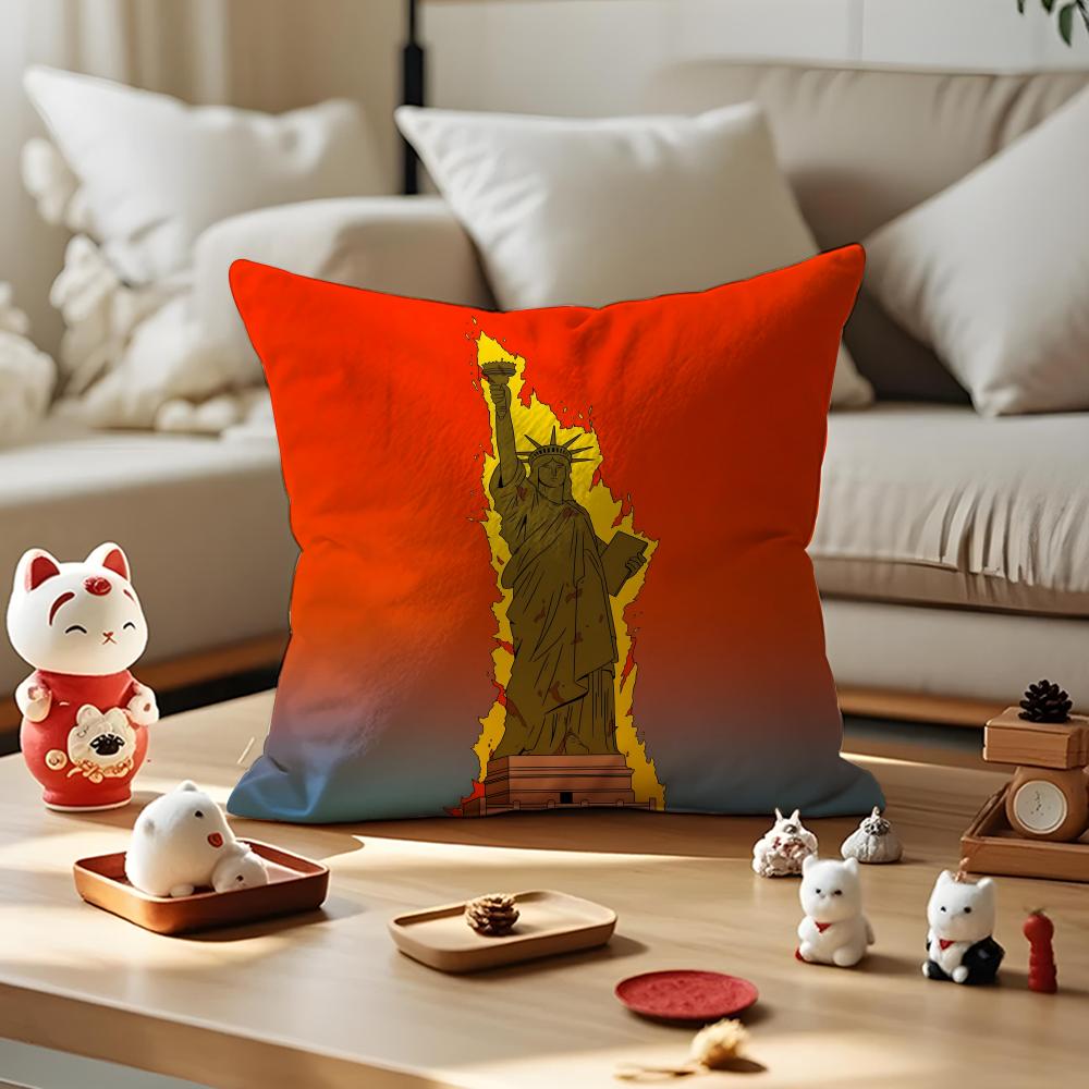 Parody Art Illustration Cushion Cover Anti-dustmite Pillowcase Invisible Zipper Silky Short Plush Sofa Cushion Cover