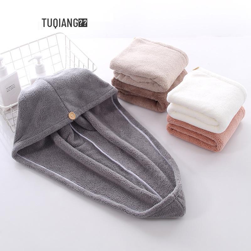 Tuqiang Coral Fleece Superfine Bath Cap - Water-Absorbent Thickened Headscarf for Adults