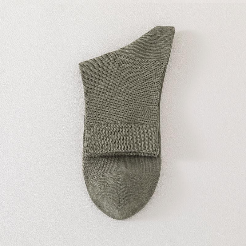 Men's Socks Mid-calf Mesh Breathable Sweat Cotton Anti-odour Mid-calf Socks Anti-pilling Solid Colour Boneless Leisure Cotton Socks