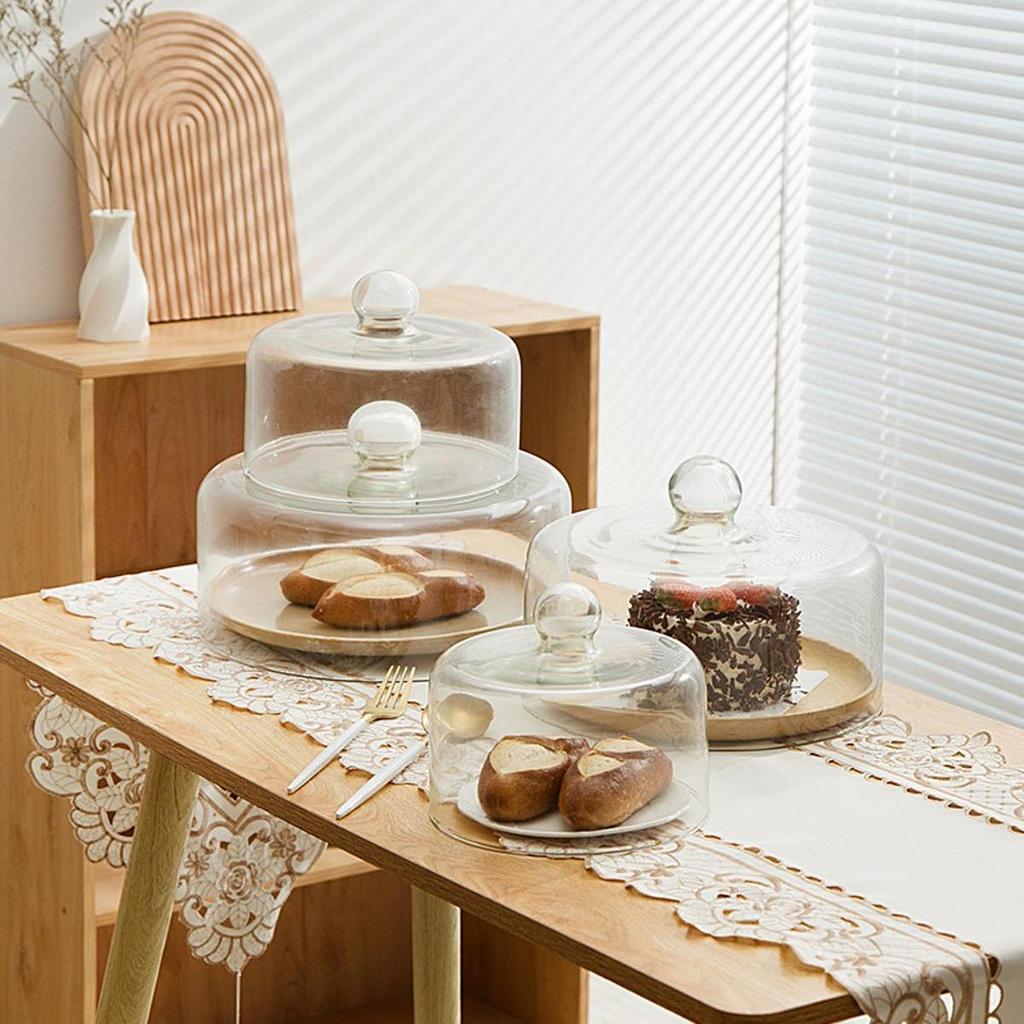 Cake Transparent Glass Stand Round Lid Plate Dessert Presentation Material Suitable for