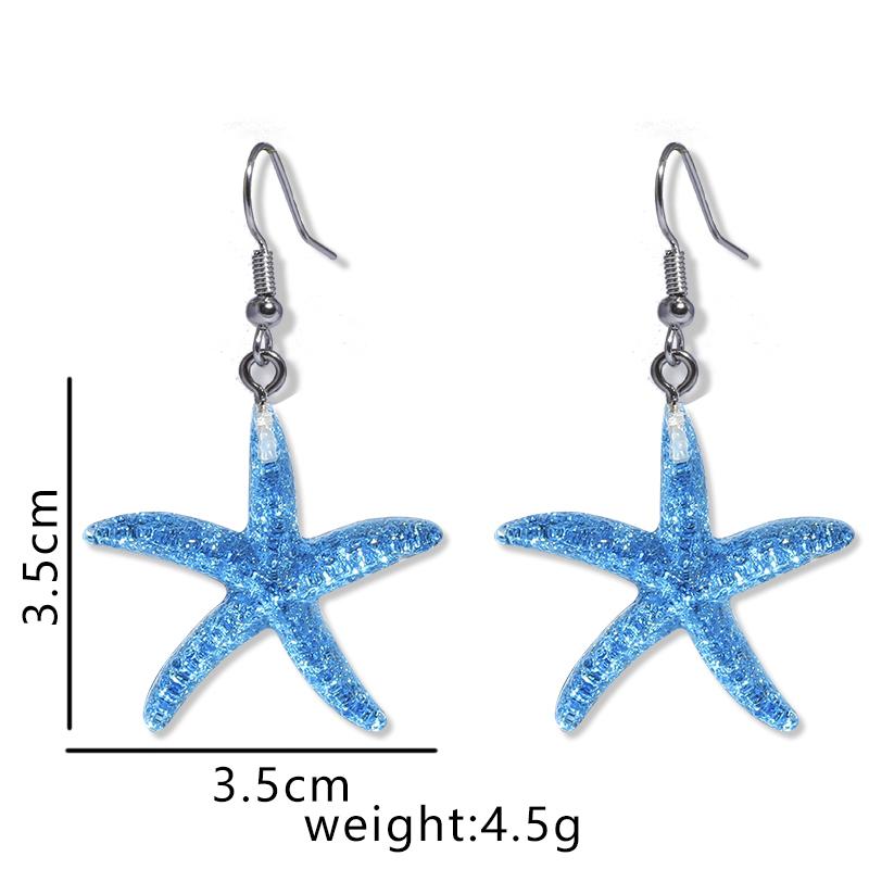 Modische Bonbonfarbe Pailletten Seestern Ohrringe für Damen Mädchen Sommer Strand Bohemia Hängeohrringe Urlaubs Schmuck Geschenke
