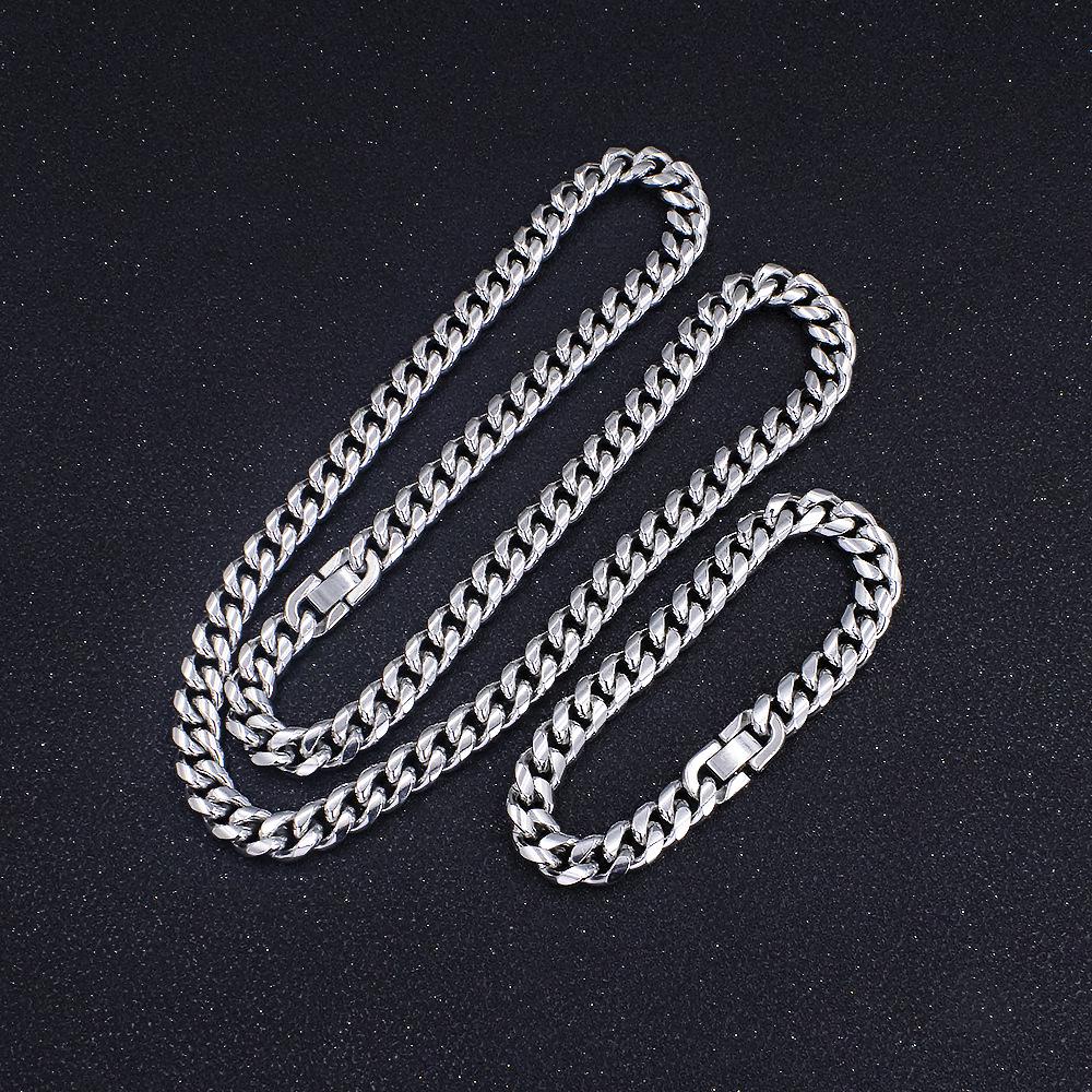 Men's Thick Stainless Steel Cuban Link Chain Bracelet/Necklace