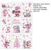 Christmas Window Clings 9Pcs Pink Static Clings, Santa Snowman Bunny Penguin Glass Bedroom Art Decals, Reusable Xmas Stickers, Holiday Decor for Home