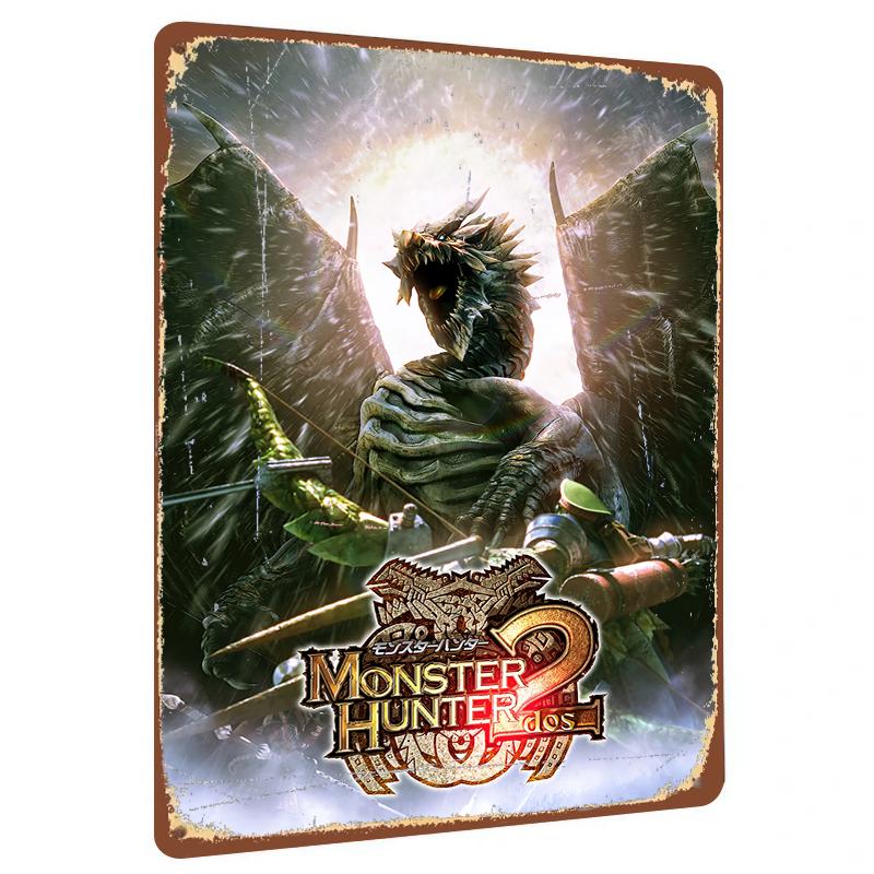 

Monster Hunter Dos Game Poster Metal Wall Art Decorative Iron Painting for Home Bar Gaming Room Decoration 20x30cm（7.8x11.8inch）