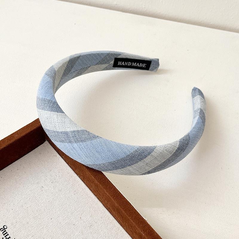 3CM Spring Summer Stylish Bluish Pinkish Plaid Headband with Sponge Padding for Women's And Girls Hair Accessories