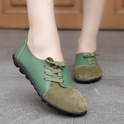 Fashion Women Shoes Genuine Leather Casual Flats Sneakers Women Spring Autumn Ballet Flats Patchwork Designed Non-slip Fashion New Casua