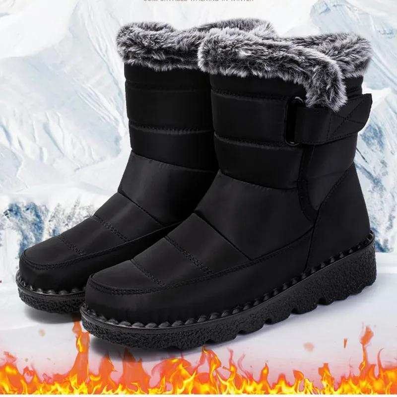 Waterproof Winter Boots for Women New Faux Fur Long Plush Snow Boots Woman Platform Shoes Warm Cotton Couples Ankle Boots